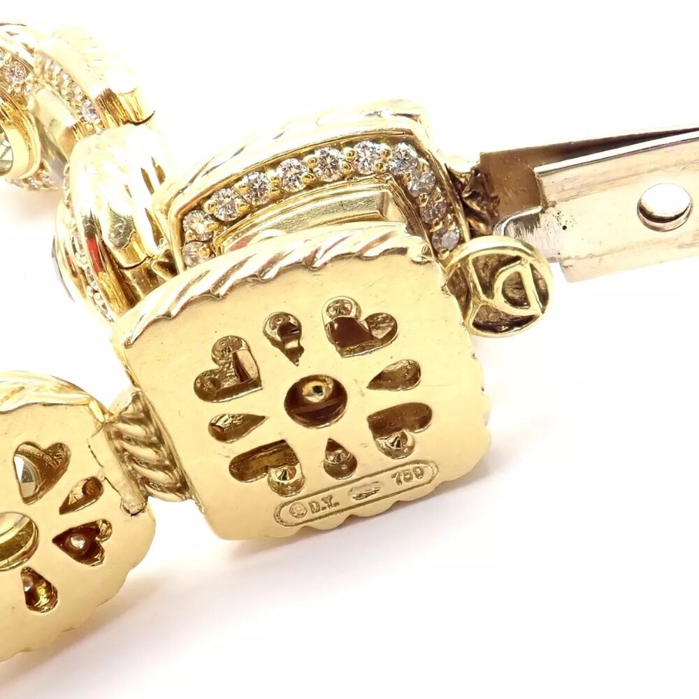 David Yurman Albion 18k Yellow Gold Diamond Lemon Citrine Link Bracelet - Picture 10 of 12